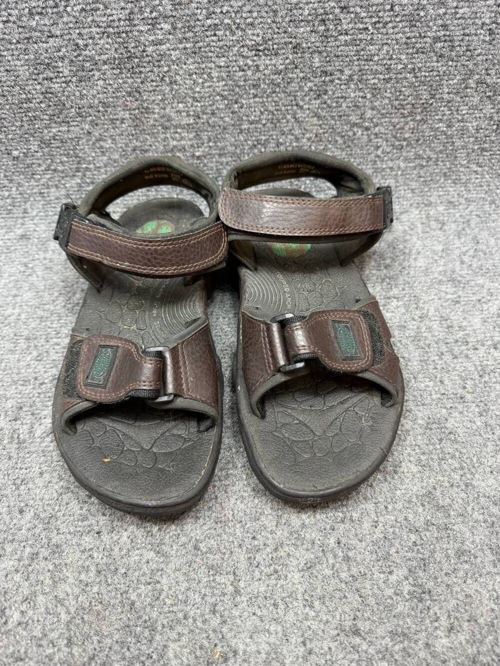 Men’s Rugged Outdoors Leather Sandals Brown US 6.5 Hook Loop Outdoor